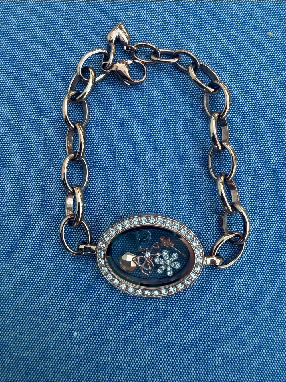 Origami Owl Rose Gold Floating Charm Oval Bracelet